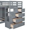 PAGED Modern Wooden Bunk Bed Loft Bed with Desk, Twin over Full Bed Frame with Drawers, Shelves, Stairs and Guardrail for Kids, Teens, Adults - 3 of 4