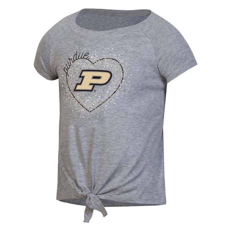 NCAA Purdue Boilermakers Girls&#39; Gray Tie T-Shirt, 1 of 3