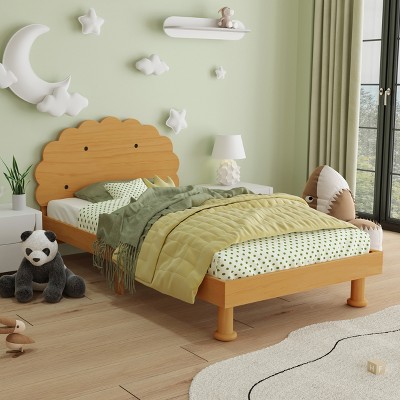 Rainbow Design Upholstered Twin Platform Bed Cute Style Princess Bed for Boys & Girls, Teens, Colorful & Pink