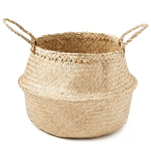 Americanflat Hand Woven Palm and Seagrass Belly Basket Eco Friendly - 1 of 4