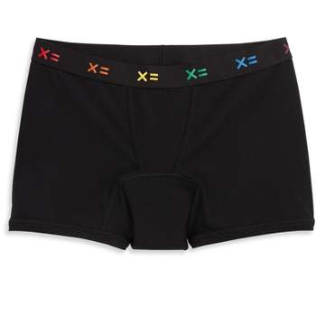 TomboyX Women's First Line Period Leakproof  4.5" Inseam Boxer Briefs Underwear, Soft Cotton Stretch Comfortable (3XS-6X)