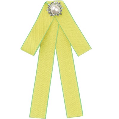 Elerevyo Women's Pre-Tied Ribbon Elegant Brooch Pin Bow Tie