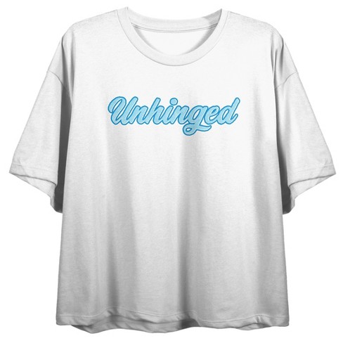 Unhinged Puff Print Women's White Crop Tee - image 1 of 3