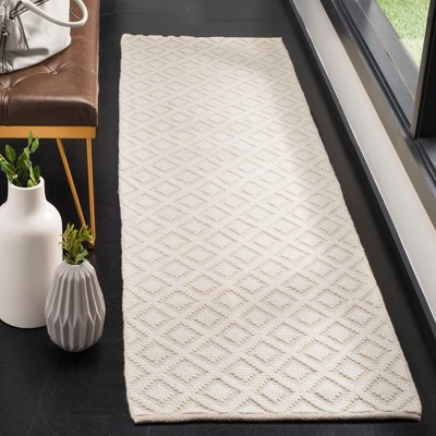 Ivory Hand-Woven Wool and Cotton Runner Rug