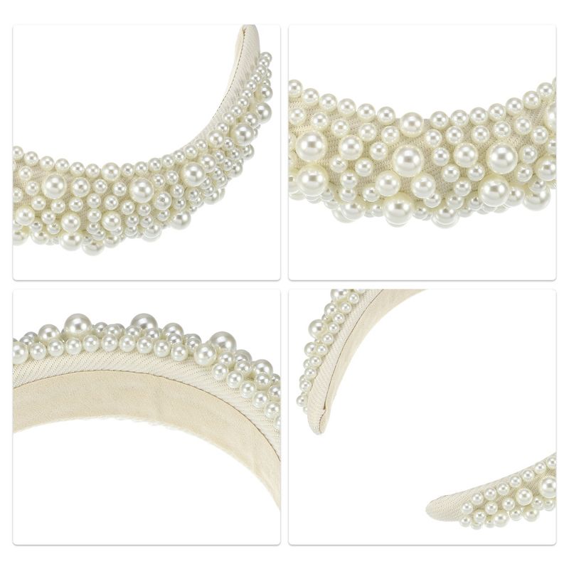Unique Bargains Women's Sponge Wide Brim Pearls Padded Headband, 3 of 7