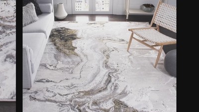 Amelia Grey and Blue Abstract Square Area Rug