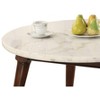 Royal Hampton Wood Base Coffee Table with Marble Top, Walnut Brown - 3 of 4