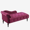 Aijia 60.6" Velvet Chaise Lounge (Left Arm) - Tufted Button & Nailhead Trim Design with Solid Wood Legs & Pillow, 300lb Capacity - 4 of 4