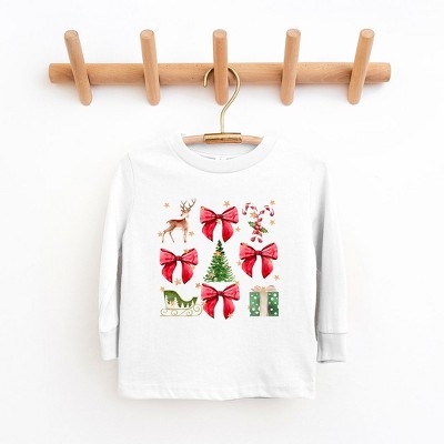 The Juniper Shop Coquette Christmas Collage Toddler Long Sleeve Tee