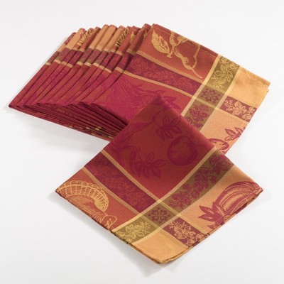 Warm Red and Gold Polyester Thanksgiving Napkin Set
