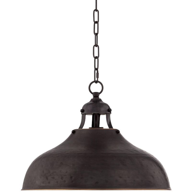 Franklin Iron Works Dyed Bronze Pendant 16" Wide Farmhouse Industrial Rustic Dome Shade for Dining Room Living House Kitchen Island Entryway Bedroom, 1 of 8