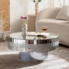 30.9'' Round Mirrored Coffee Table with Crushed Diamond Edge,Silver Glass Top Luxury Glam Accent Table for Living Room-Baofuwish - 3 of 4