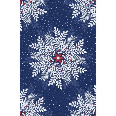 Christmas Area Rug Floral Pattern Floor Cover Washable Indoor Carpet Rug Decorative Non Slip Accent Rug for Bedroom