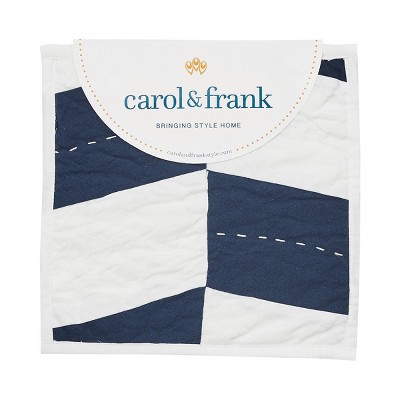 King White and Indigo Cotton Reversible Quilt Set