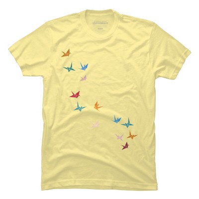 Men's Design By Humans Flying Paper Cranes Birds By Magnussons T-Shirt