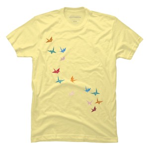 Men's Design By Humans Flying Paper Cranes Birds By Magnussons T-Shirt - 1 of 3