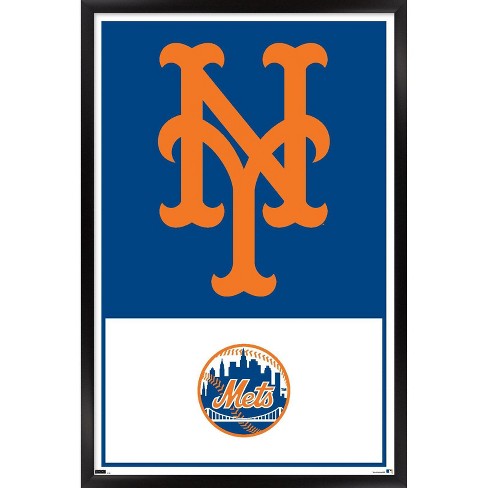 Trends International Mlb New York Mets - Logo 22 Framed Wall Poster Prints  Black Framed Version 22.375 X 34 : Target