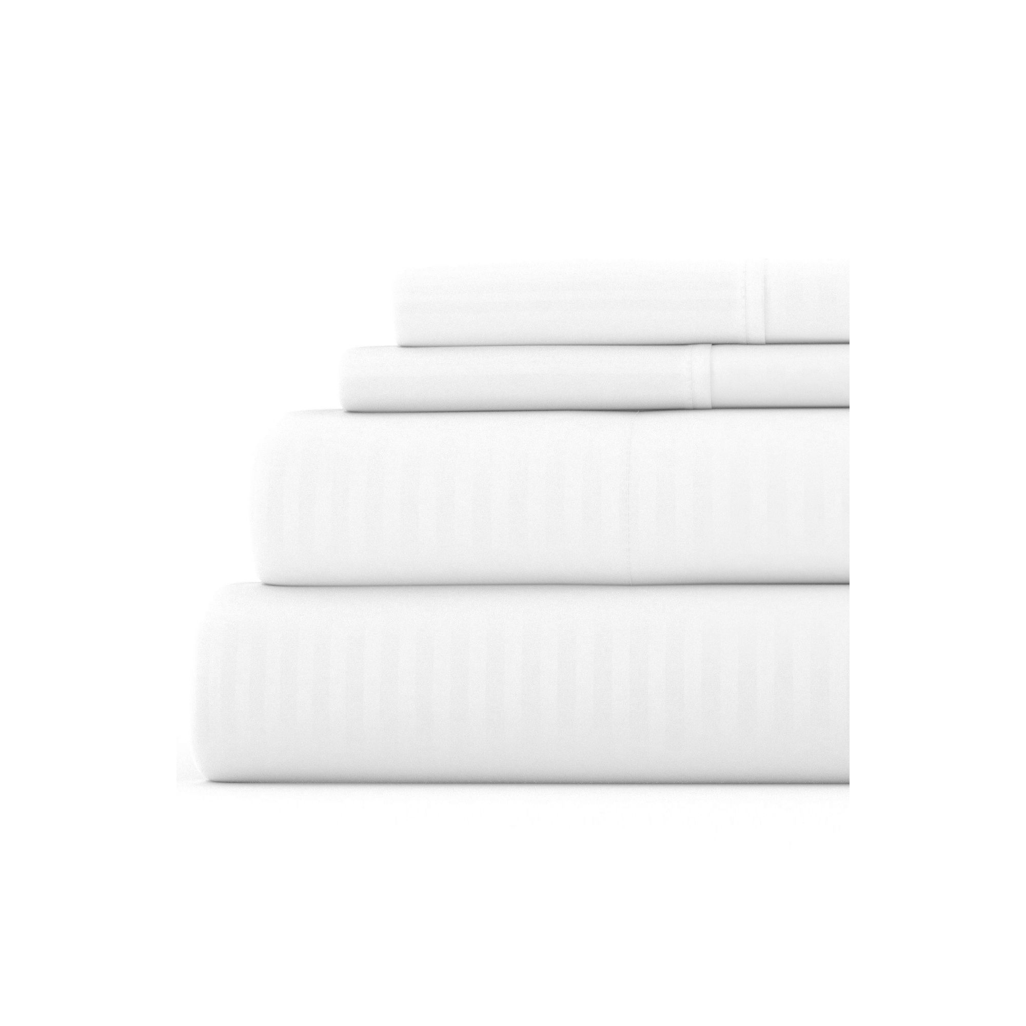 Luxe Embossed 4 Piece Sheet Set - Ultra Soft - Becky Cameron, Striped White, King