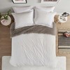 Shaggy Faux Fur Soft Luxury Reversible Comforter Set, All Season Luxury Petal Print Lightweight Cozy Bedding Set with Matching Sham & Pillow Cases - 2 of 2