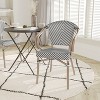 Emma & Oliver Massalia Indoor/Outdoor Stacking Thonet Bistro Style Chair with Arms, Textilene Seat and Bamboo Finished Metal Frame - 2 of 4