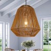 ALOADECOR Handcrafted 1-Light Farmhouse Natural Rattan Pendant Light-Coastal Lantern Hanging Lamp With Rope Woven Shape - 3 of 4