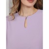 INSPIRE CHIC Women's Bell Elbow Sleeve Crew Neck Keyhole Front Solid Business Casual Blouse - 4 of 4