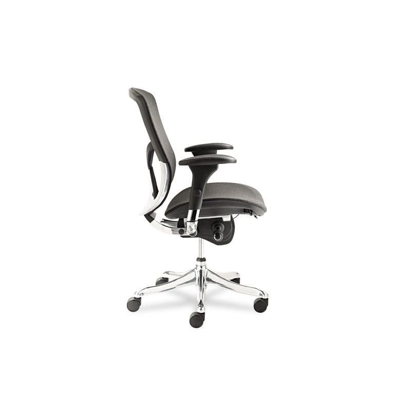Alera Alera EQ Series Ergonomic Multifunction Mid-Back Mesh Chair, Supports Up to 250 lb, Black Seat/Back, Aluminum Base, 2 of 8
