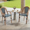 Resenkos Patio Dining Chairs, Patio Kitchen Chairs,Hand-Woven PE Wicker Outdoor French Bistro Chairs Set of 2-Blue - 4 of 4