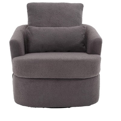 TiramisuBest Gray Swivel Barrel Chair - Comfy Round Accent Chair for Living Room, Nursery, Hotel, Bedroom, Office & Lounge
