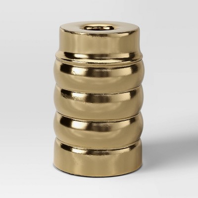 Tall Ribbed Taper Holder Gold - Threshold™