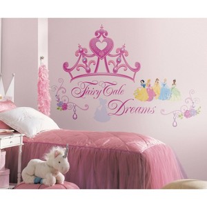 Disney Princess Princess Crown Peel and Stick Giant Kids' Wall Decal - RoomMates: Vinyl, Self-Adhesive, 18 Pieces, Multicolored - 1 of 4