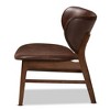 Marcos Faux Leather and Wood Living Room Accent Chair Dark Brown/Walnut Brown - Baxton Studio - 3 of 4