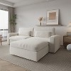 Vipbear Sectional Couch With Armrests, Modular Deep Seat Sofa With Ottoman, 89" Modern Corduroy Couches For Living Room, Apartment, Office, Gray/Beige - 2 of 4