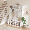 3-in-1 Entryway Hall Tree with Bench & Shoe Storage, Multifunctional Coat Rack and Shoe Bench, Wood Hallway Organizer - 2 of 4