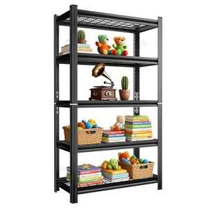 71 Inch H Black 5-Layer Metal Storage Shelves Adjustable Ht Storage Rack for Garages Kitchens Supermarkets - 1 of 4