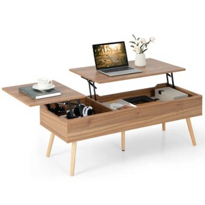 Brown 47" Lift-Up Coffee Table with 2 Hidden Compartments - 1 of 4