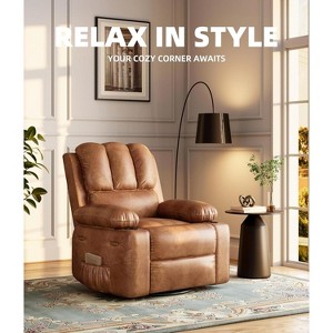 Coucheta 360° Swivel Rocker Recliner with Massage & Heating, Manual Reclining Chair with Cup Holders, USB Port & Side Pocket - 1 of 4