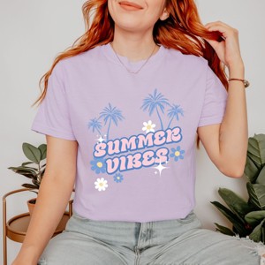 Simply Sage Market Summer Vibes Palm Trees Floral Garment Dyed Tee - 1 of 4