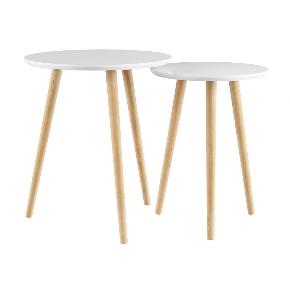 Photos - Coffee Table Nesting End Tables with Circular Top White - Yorkshire Home