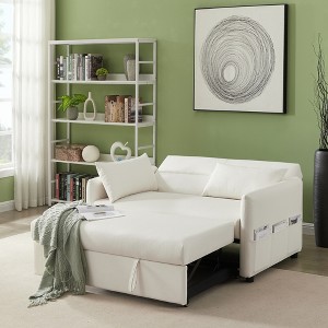DOMETOUR Leisure Loveseat Sofa for Living Room Bedroom, Convertible Sleeper Sofa Bed with 2 Pillows - 1 of 4