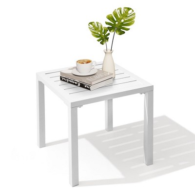 White Aluminum Outdoor Side Tables, Set of 2