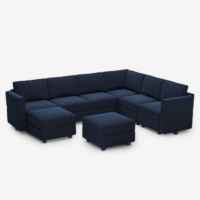 Belffin Modular Velvet Sofa with Storage Seat and Ottoman (7 Seats + 9 Sides)