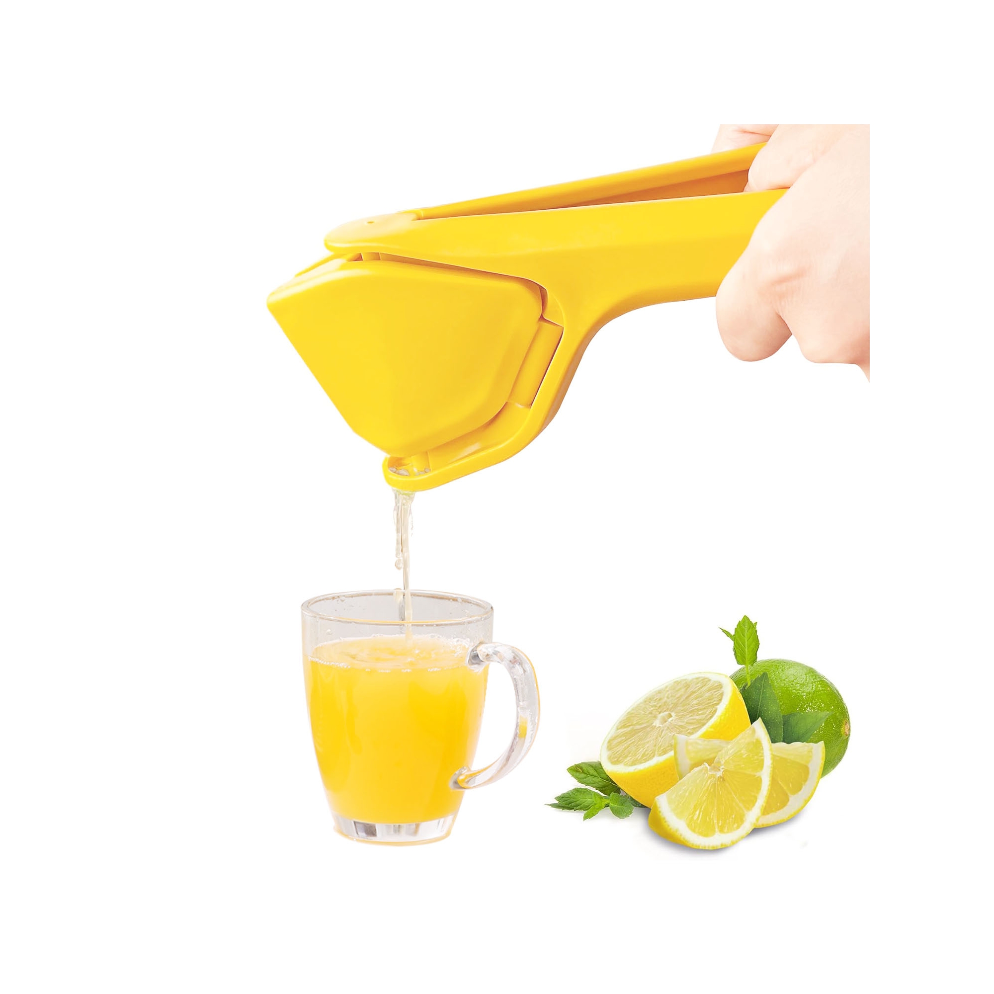 NewHome "Manual Lemon Squeezer with Fold-Flat Design, Effortless Citrus Juicer with Sideways Pivot for Easy Lemon & Lime Juicing" Yellow