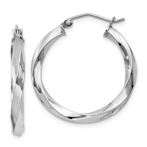 Black Bow Jewelry 3mm Sterling Silver, Twisted Round Hoop Earrings, 25mm (1 Inch) - 1 of 4