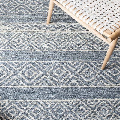 Metro 6' Square Blue Hand-Tufted Wool Area Rug