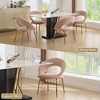 Kumasinova Velvet Upholstered Dining Chair with Curved Backrest, Single Ergonomic Kitchen Chair with Golden Metal Legs, Adjustable Foot Nails - 4 of 4