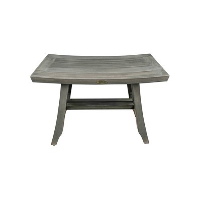 Satori Antique Gray Wide Teak Wood Spa Shower Bench, 26"