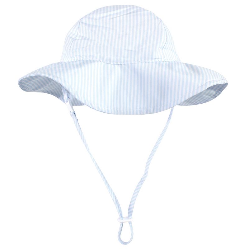 Hudson Baby Infant and Toddler Boy Sun Protection Hat, Blue White Stripe, 1 of 4