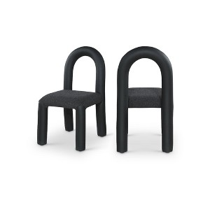 Meridian Furniture,Amari Vegan Leather and Boucle Fabric Dining Chair, Set of 2 - 1 of 4