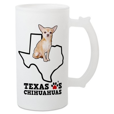Elanze Designs The Lonestar State Texas Loves Chihuahuas Matte White Frosted Glass Classic Mug Stein, 16 Ounce